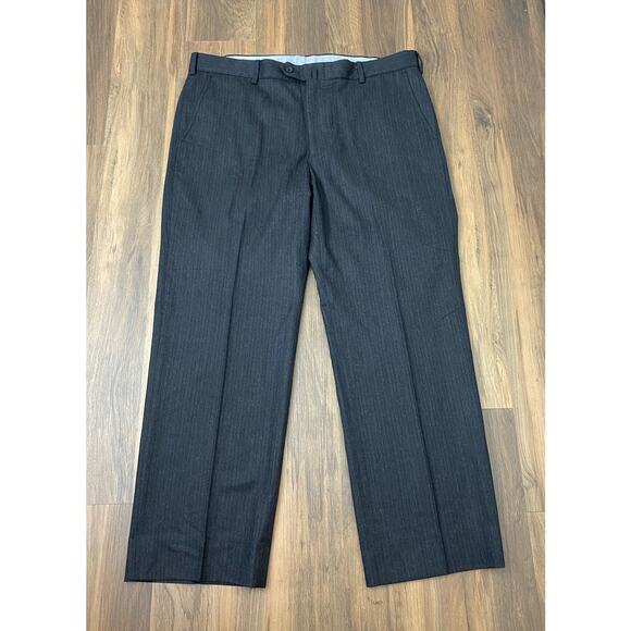 Men Faconnable France wool striped flat front dress pants slacks, 38